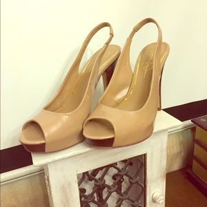 Jessica Simpson Nude Leather Slingback Pumps 8.5M